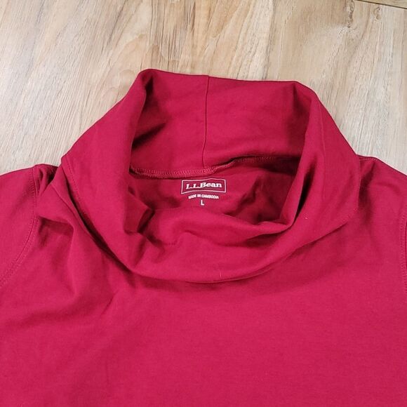 🔺️LL Bean Maroon Cowl Neck Stretchy Long Sleeve Top Large - Picture 3 of 8